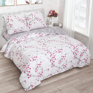 Постельное белье Киото с простынью на резинке (поплин DE LUXE)