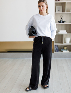 Прямые брюки из бархатистого велюра