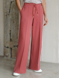 Прямые трикотажные брюки на резинке из футера двухнитки эластичные