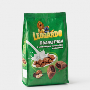 «Leonardo», готовый завтрак «Подушечки с шоколадно-ореховой начинкой», 250 г
