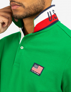 FLAG PIQUE POLO SHIRT WITH UNDER COLLAR DETAIL