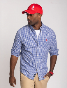 LONG SLEEVE GINGHAM YARN DYE POPLIN SHIRT