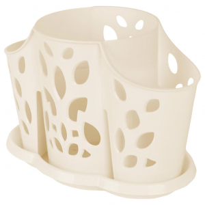 Сушилка для столовых приборов пластмассовая 17,7х11х13см, 3 секции, молочный туман (Россия)