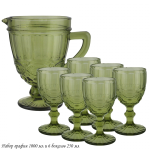 588-435 Набор графин и 6 бокалов 250 мл в под.уп.(х4) Зеленый