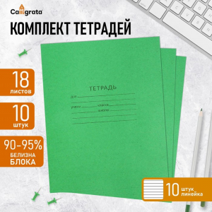 Комплект тетрадей из 10 штук, 18 листов в линию КПК 