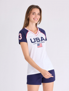 USA RAGLAN SLEEVE V-NECK T-SHIRT