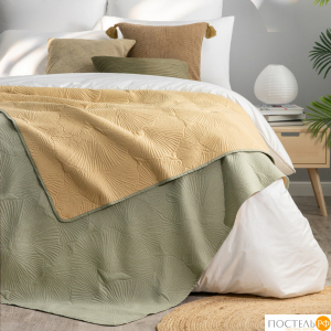 DOME ЛИВ зел.-горчичн. Покрывало 240х260, 1 пр., 100% полиэстер