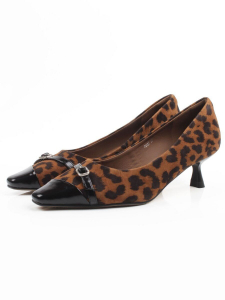 06-P3131 BLACK/LEOPARD Туфли женские (натуральная замша, натуральная кожа)