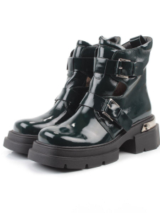 01-D1-8070 DK. GREEN Ботинки демисезонные женские (натуральная кожа, байка)