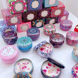 Свеча ароматическая в банке на соевом воске с эфирными маслами, 80 гр. (ЦВЕТ СЛУЧАЙНЫЙ)