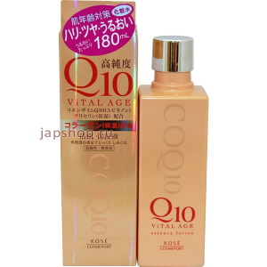 Kose Cosmeport Q10 VITAL AGE Увлажняющий лосьон для лица с коэнзимом Q10 и морским коллагеном, 180 мл (4971710310979)