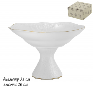 226-031 Фруктовница на ножке 31х20см MARIA GOLD в под.упак (х4)Фарфор