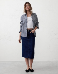 Denim Midi Pencil Skirt