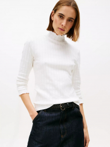 Lettuce-Trim Pointelle Turtleneck T-Shirt