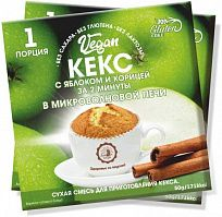 Кекс VEGAN «за 2 минуты» с яблоком и корицей