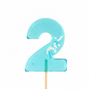 Карамель леденцовая Цифра 2 голубая с посыпкой, 12 г