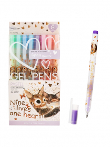 Набор гелевых ручек 8цв PASTELS.LOVE ME. Котики приносят счастье, 0.8мм