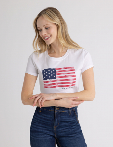 PATCH WORK FLAG SCOOP T-SHIRT
