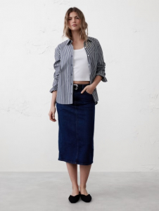 Denim Midi Pencil Skirt