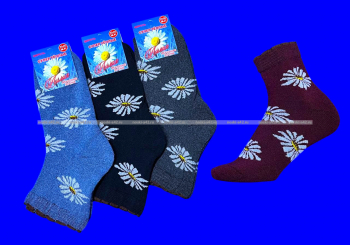 Лилия носки женские внутри махра со слабой резинкой  Ромашки