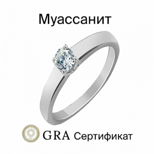 Кольцо с муассанитом родированное серебро 925*