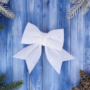 Ёлочные игрушки 2 шт. «Зимнее волшебство. Бант со звёздочками» пластик, 12?12 см, белый