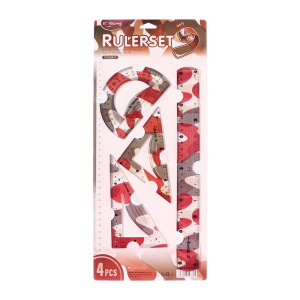 Набор геометрический гибкий силиконовый (линейка 30см+2 угольника+транспортир) Миллитари