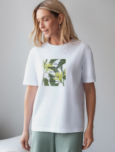 Футболка с принтом свободная эластичная из премиального хлопка