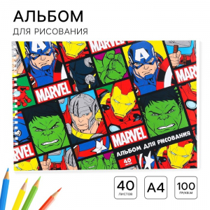 Альбом для рисования А4, 40 листов 100 г/м?, на пружине, «Мстители»