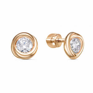 Серьги с фианитом позолоченные серебро 925*