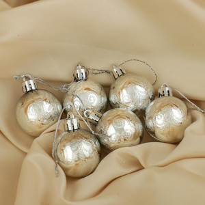 Ёлочные игрушки «Зима», шары новогодние, набор 6 шт., d=4 см, серебристый
