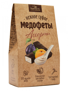 Медофеты суфле Ассорти йогурт/курага/чернослив/мёд в шоколаде, 150г (10шт/кор)