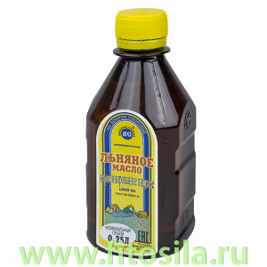Льняное масло пищевое нерафинированное 0,25 л , т. з. 