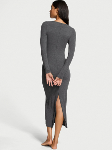 Ribbed Modal Long-Sleeve Slip Dress