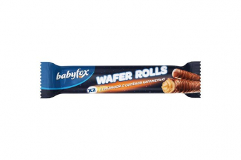 «BabyFox», трубочки Wafer Rolls с начинкой с солёной карамелью, 16 г (упаковка 26 шт)
