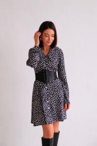 11589 Платье с воротником чёрно-белое (остаток: 44)