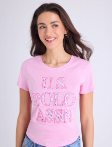 STACKED FLORAL PRINT STONE SCOOP T-SHIRT