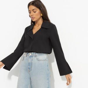 Блуза с разрезами на манжетах, Амбассадор стиля (black)