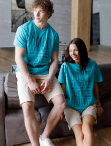 Футболка мужская цвета морской волны с принтом