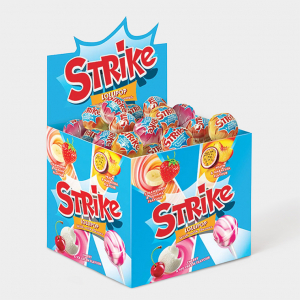 «Strike», карамель на палочке с молочно-фруктовым вкусом, 11,3 г (упаковка 50 шт)