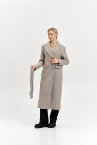 Пальто женское демисезонное 26102 (бежевый/диагональ)