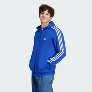 men's  essentials fleece 3-stripes full-zip hoodie