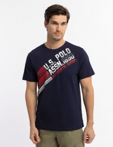 DIAGONAL STRIPE GRAPHIC JERSEY T-SHIRT