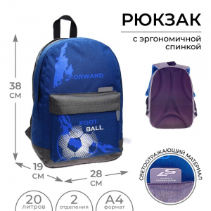 Рюкзак молодёжный, 38 х 28 х 19 см, эргономичная спинка, Calligrata Э 