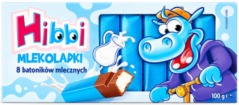 Шоколадные батончики Hibbi Mlekoladki с молочной начинкой (8 шт. ? 12,5 г) 100 г