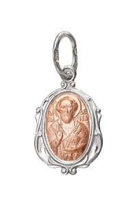 013-27 Образ (Свт. и чудотв.Николай,епископ Мир Ликийских) серебро+золото штамп