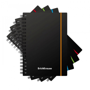 Тетрадь А6 на спирали, 80 листов в клетку, ErichKrause Accent, пластиковая обложка, на резинке, МИКС