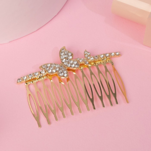 Гребень для волос QF «Либерти», бабочка блеск, 5?7.5 см, золото