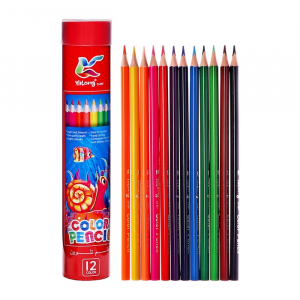 Карандаши 12 цветов, в металл тубусе, треугольные, деревянные, Морские обитатели,МИКС