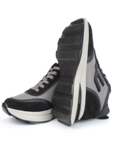 05-804-1B BLACK GRAY Кроссовки женские демисезонные (натуральная кожа , натуральная замша, натуральная байка)